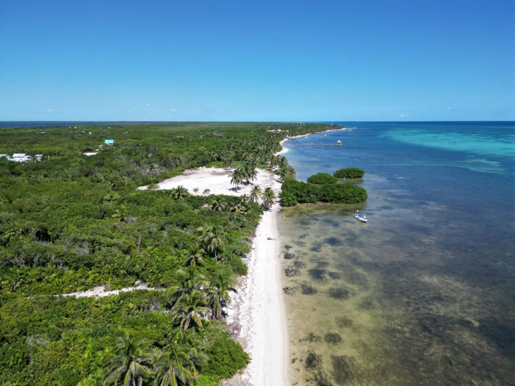 aerial showing a parcel of beachfront land in Belize