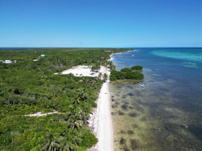 aerial showing a parcel of beachfront land in Belize