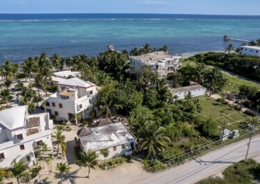 aerial of belize beachfront land for sale on ambergris caye