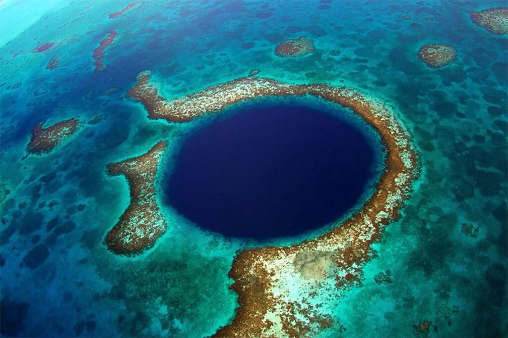 Belize's Blue Hole arial view